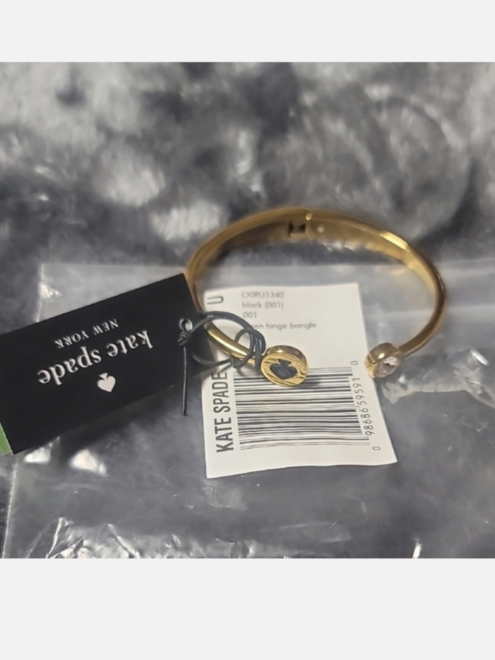 Kate Spade Gold Plated Opem Hinge Bangle Spade Bracelet